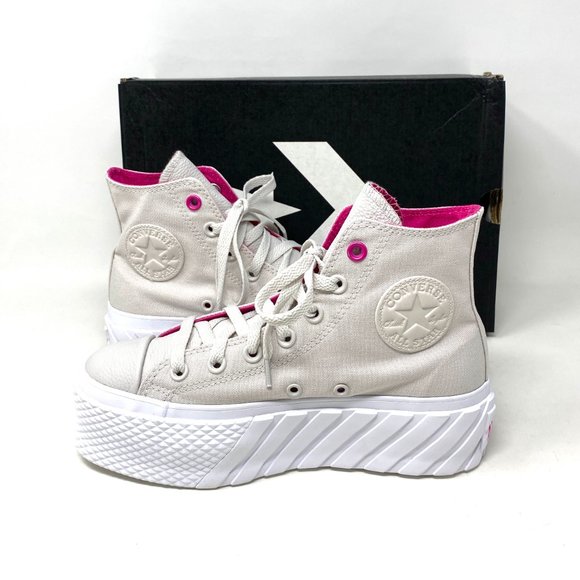 Converse CTAS Lift 2X Hi Pale Putty Platform Pink Canavs Sneakers Womens 571676C - Picture 5 of 10